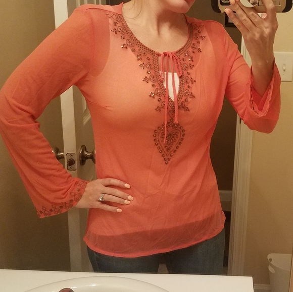 NY&Co Beautiful Beaded Sheer Tunic - Small - Picture 4 of 11